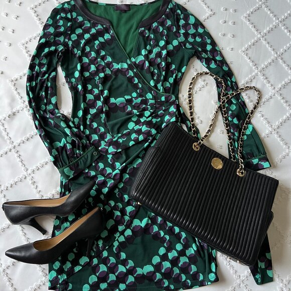 Hale Bob Dresses & Skirts - Hale Bob Faux Long-sleeved wrap dress Size Small